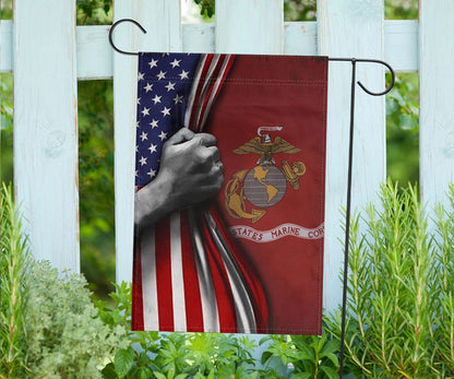 U.S Marine Corps Flag Inside American Flag Patriotic Welcome Holiday 4Th July Decor In-Outdoor