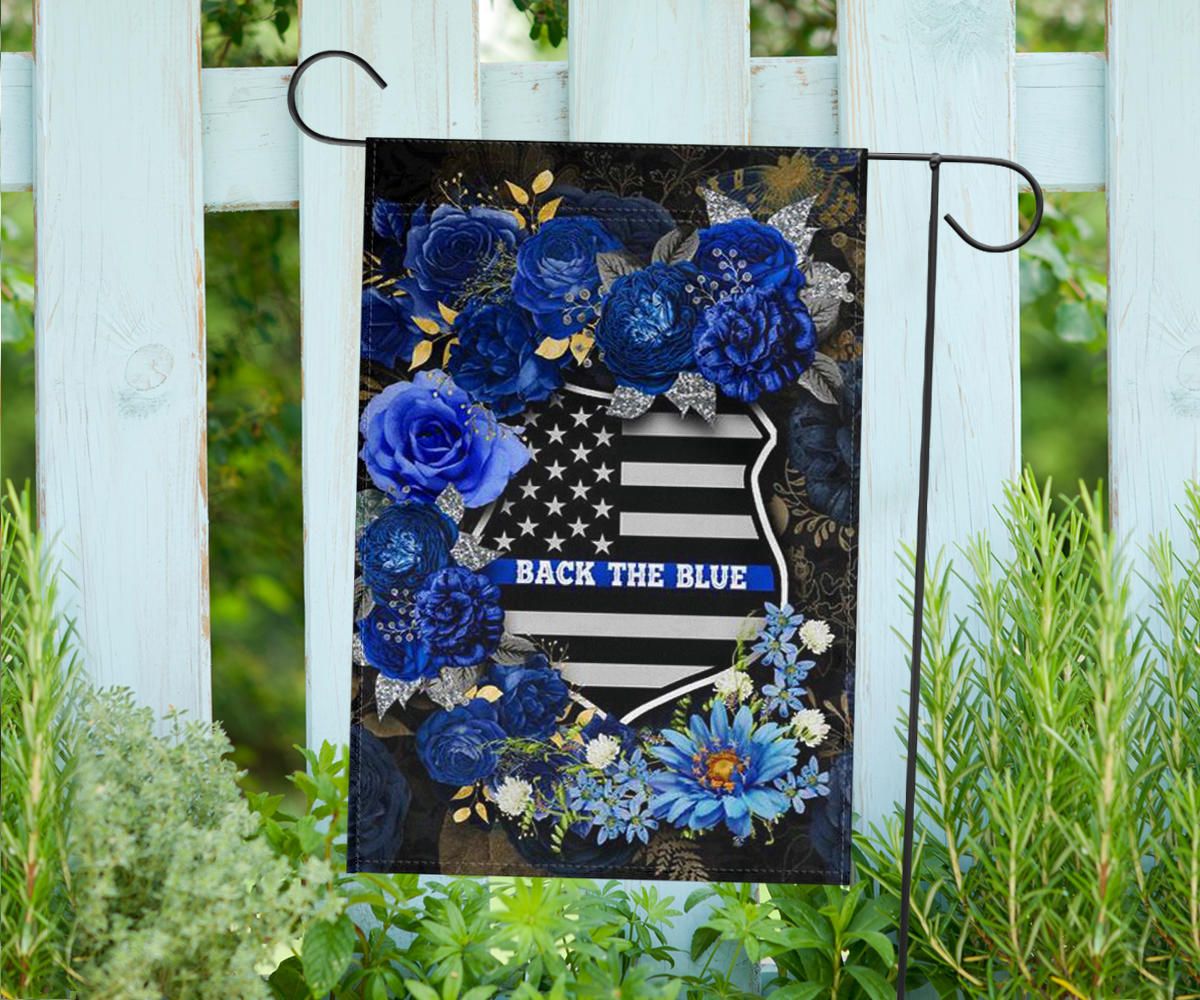 Back The Blue Flag Flower Thin Blue Line Flag Decor Support Police Law Enforcement Gift