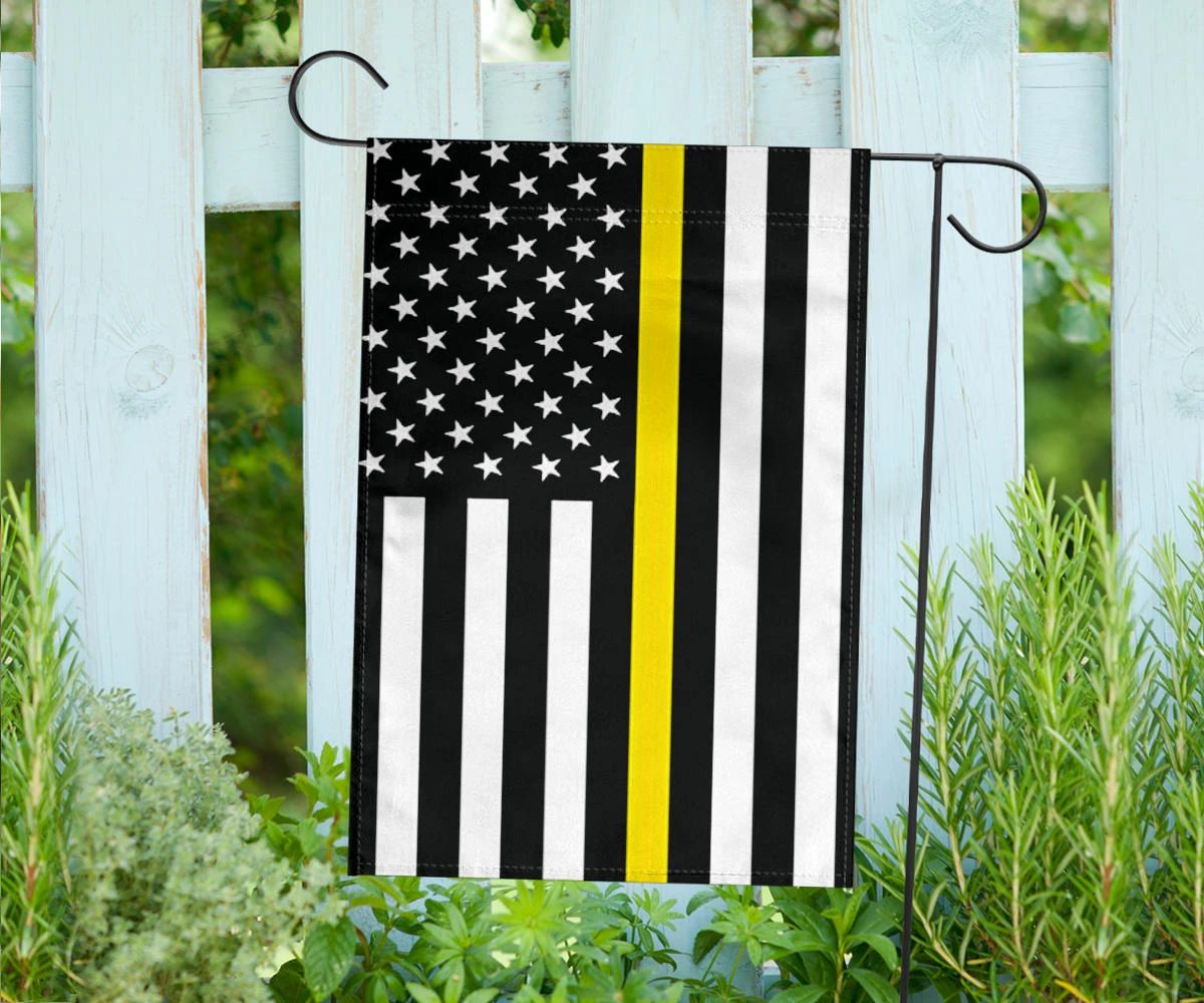 Thin Yellow Line Flag Gold Honor Dispatcher Tow Truck Driver Security Guard Loss Prevention