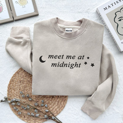 Embroidered Meet Me At Midnight Shirt,  Embroidered Shirt Gift,Meet Me At Midnight Embroidered Sweatshirt Hoodie