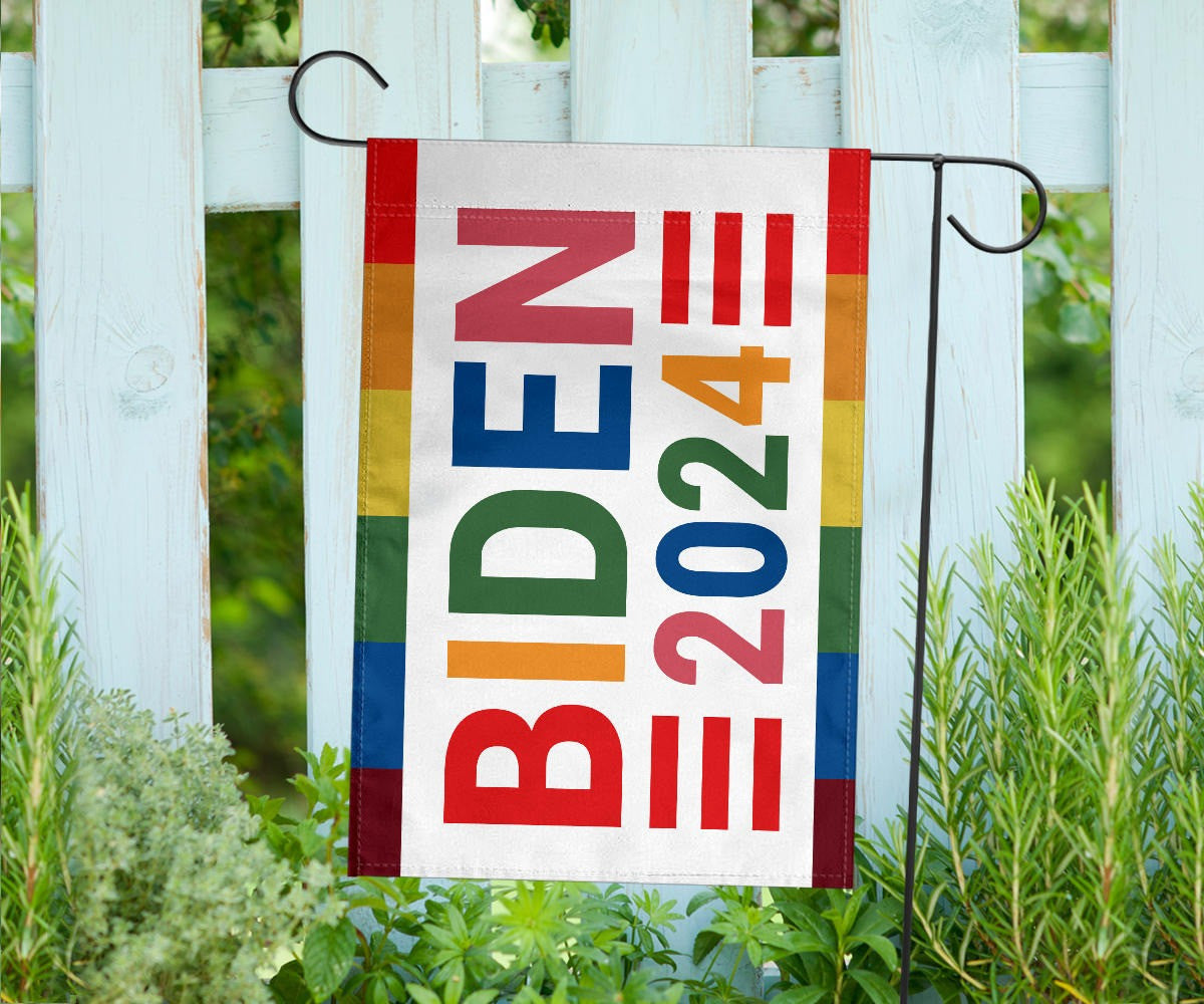 Biden 2024 Flag LGBTQ Hope Love Peace Biden Harris Campaign Merch 2024 Presidential Election