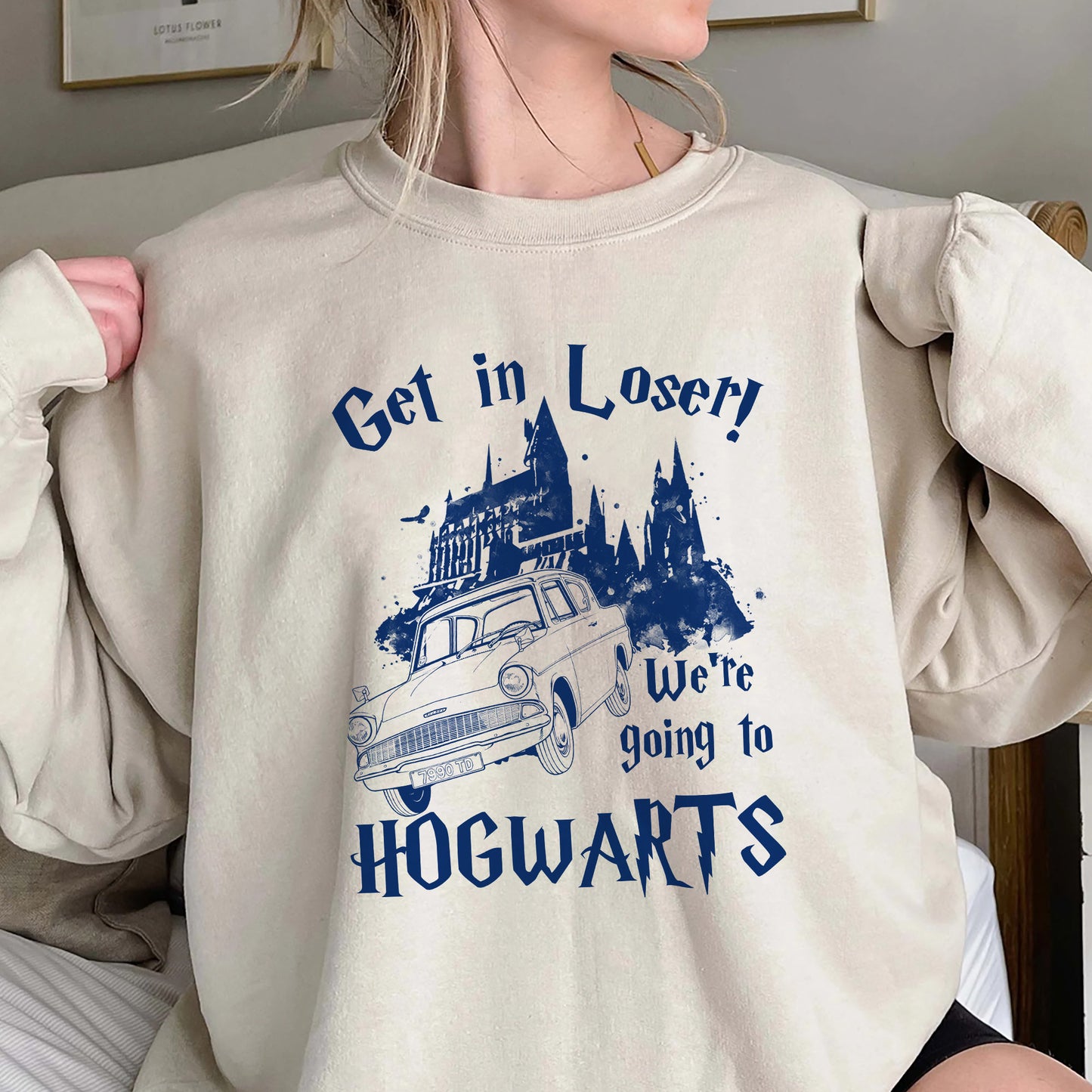 Get in Loser Were Going To Hogwarts Shirt, Trending Unisex Shirt, Unique Shirt Gift, Wizard Flying Car Sweatshirt, Universal Studios Hoodie