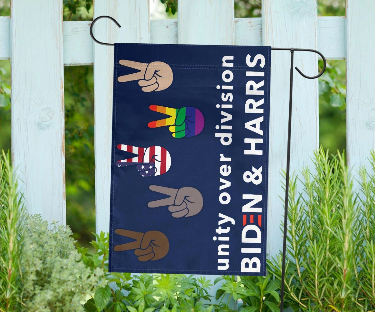 Unity Over Division Biden And Harris Flag Patriotic LGBT Voters Biden Political Lawn Flags