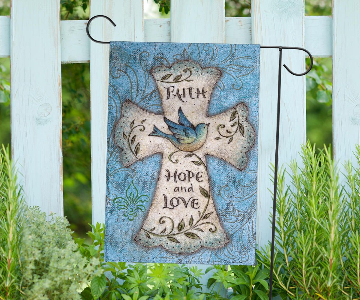 Faith Hope And Love Cross Flag Indoor Outdoor Decor Christian Mothers Day Gift