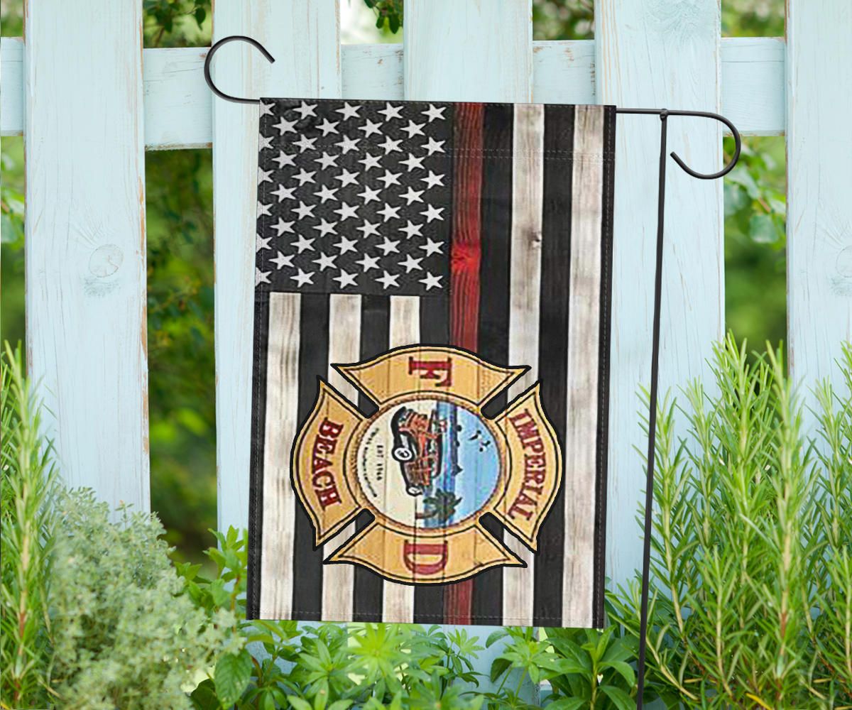 Thin Red Line Imperial Beach Badge Flag Honor Firefighter Rescuer Imperial FD Beach