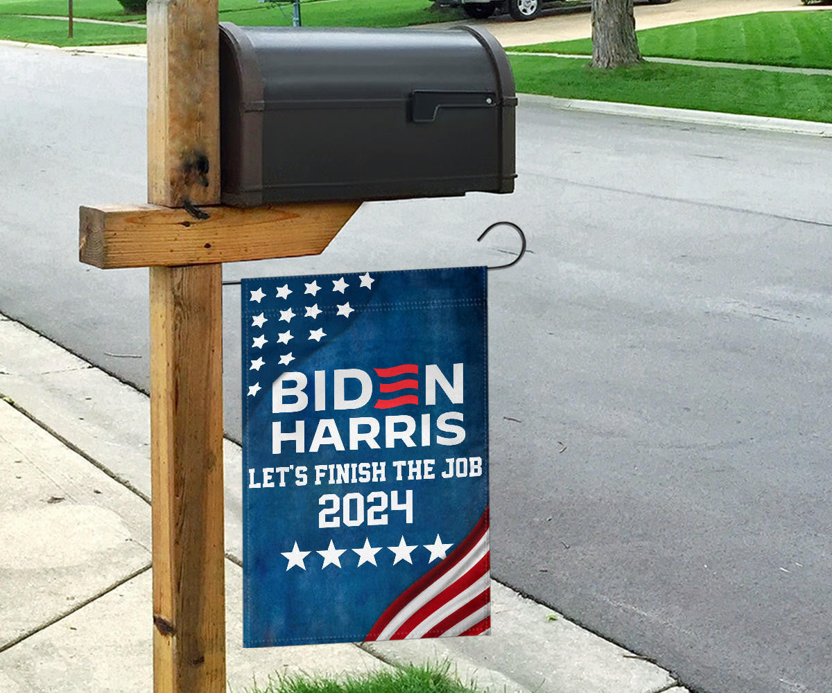 Biden Harris 2024 Flag Let's Finish The Job Joe Biden 2024 Presidential Campaign Slogan