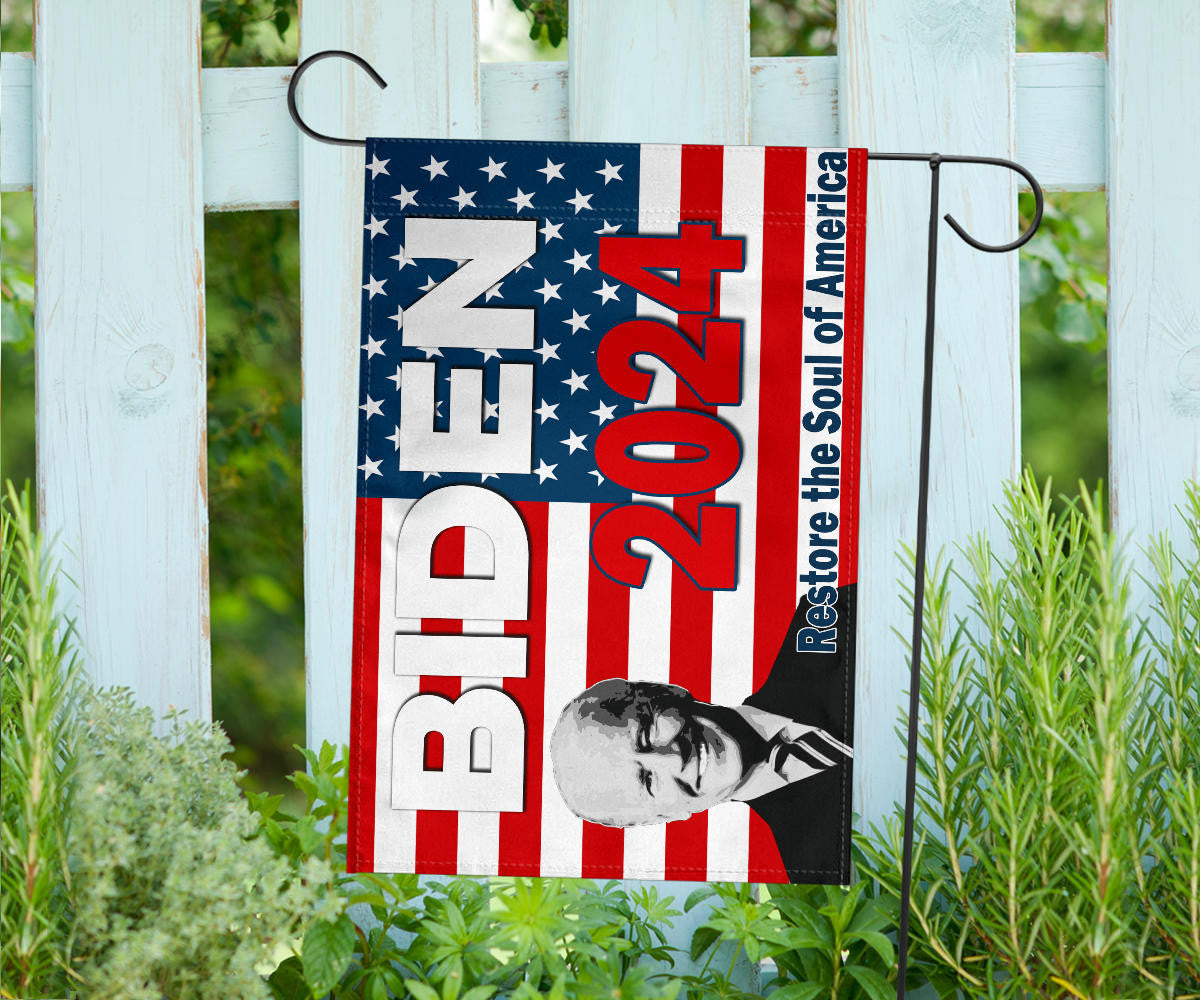 Biden 2024 Flag Restore The Soul Of America Biden Harris Campaign Merch For Sale