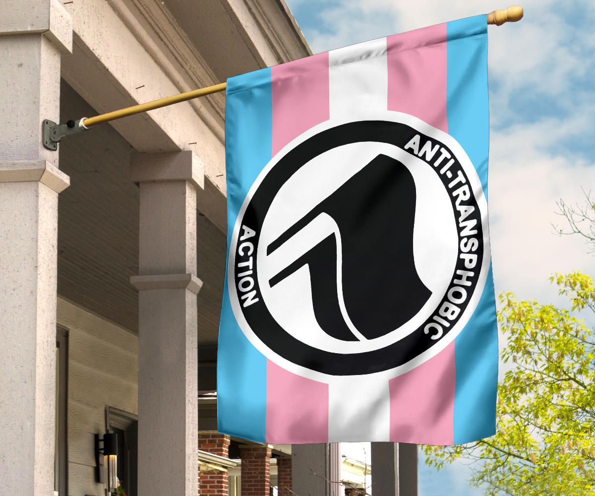 Anti Transphobic Action Flag Anti Homophobia Antifa Pride Transgender Trans Flag LGBT Merch