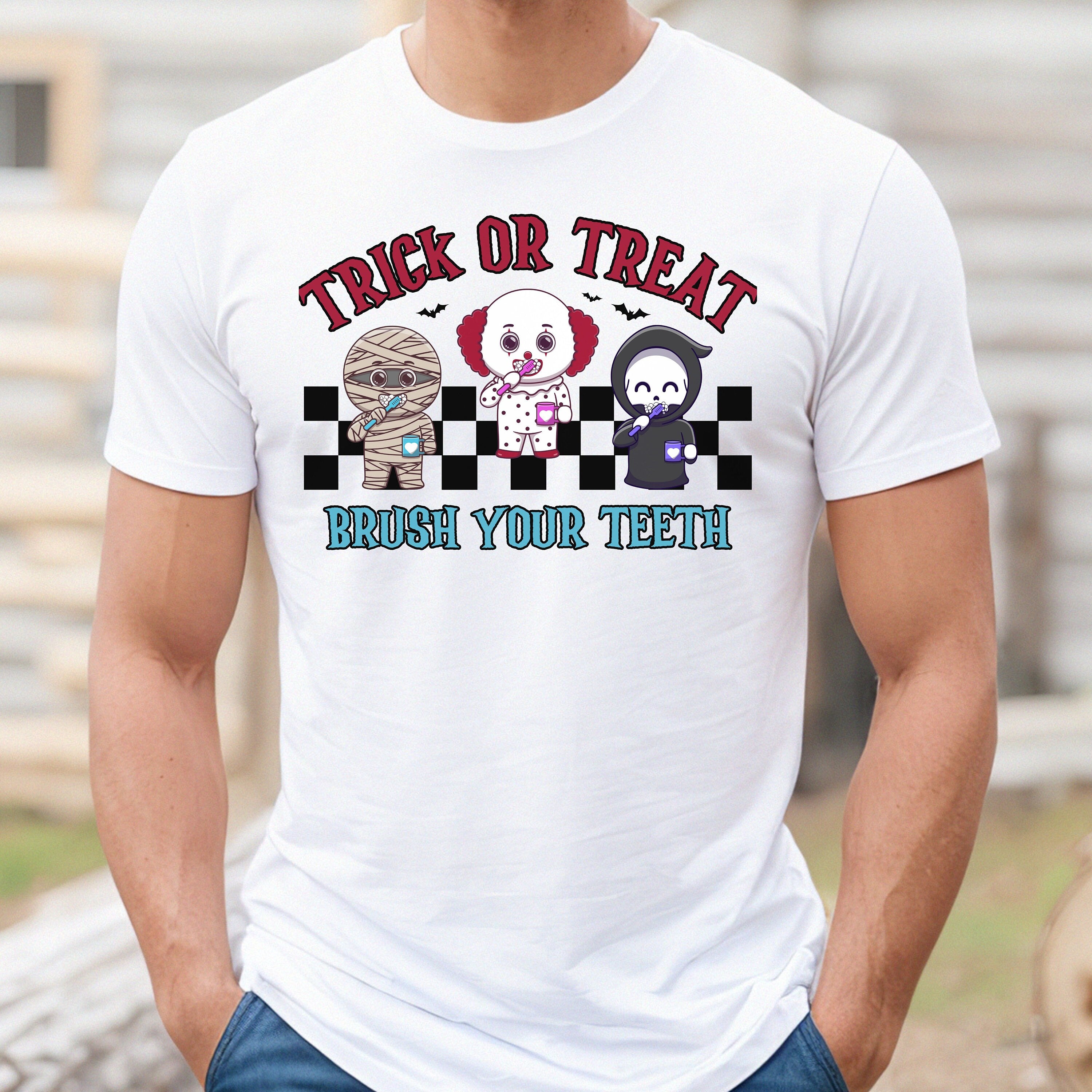 Dentists Halloween shirts, funny dentist Halloween shirt, Dental Assistant Shirt, trick or treat brush your teeth tee