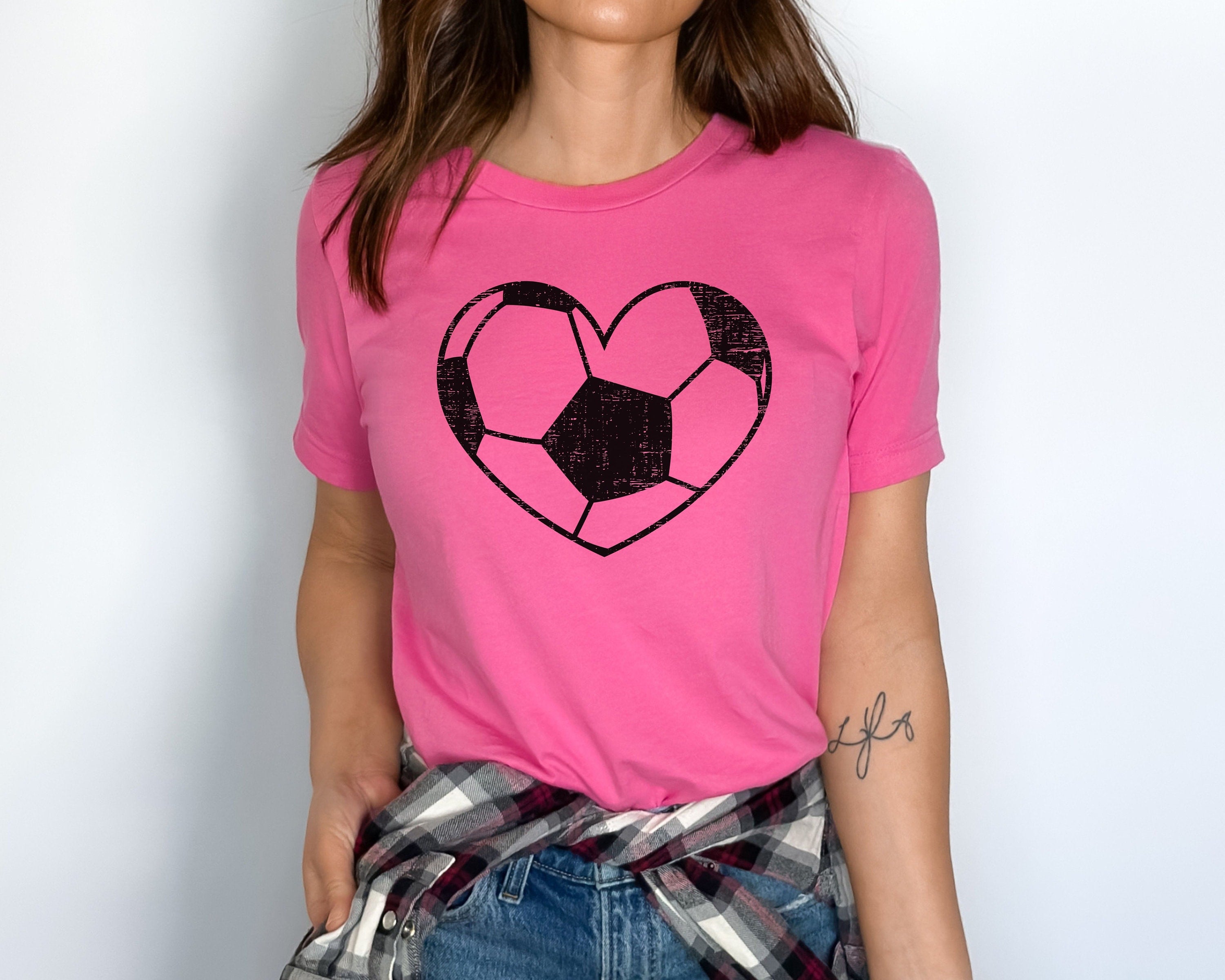 Custom Soccer Number Shirt, Personalized Soccer Mom Shirt, Soccer Fan Shirt, Cute Soccer Heart Shirt 2M