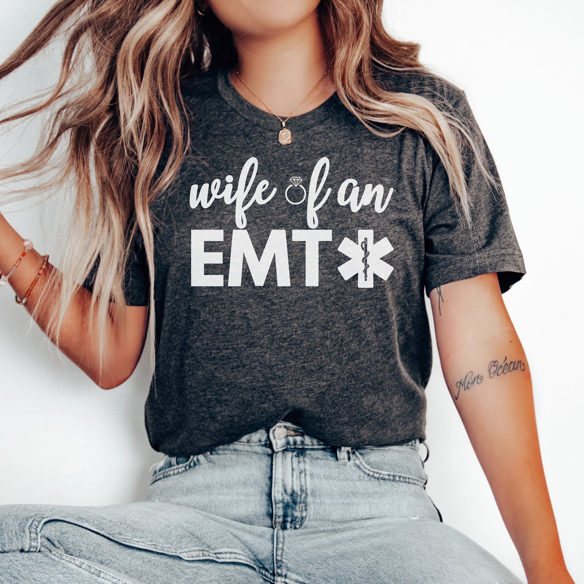 EMT wife shirt, wife of a paramedic, EMS wife shirt, first responder wife tee, emt t-shirts, emt gift, emt wife gifts