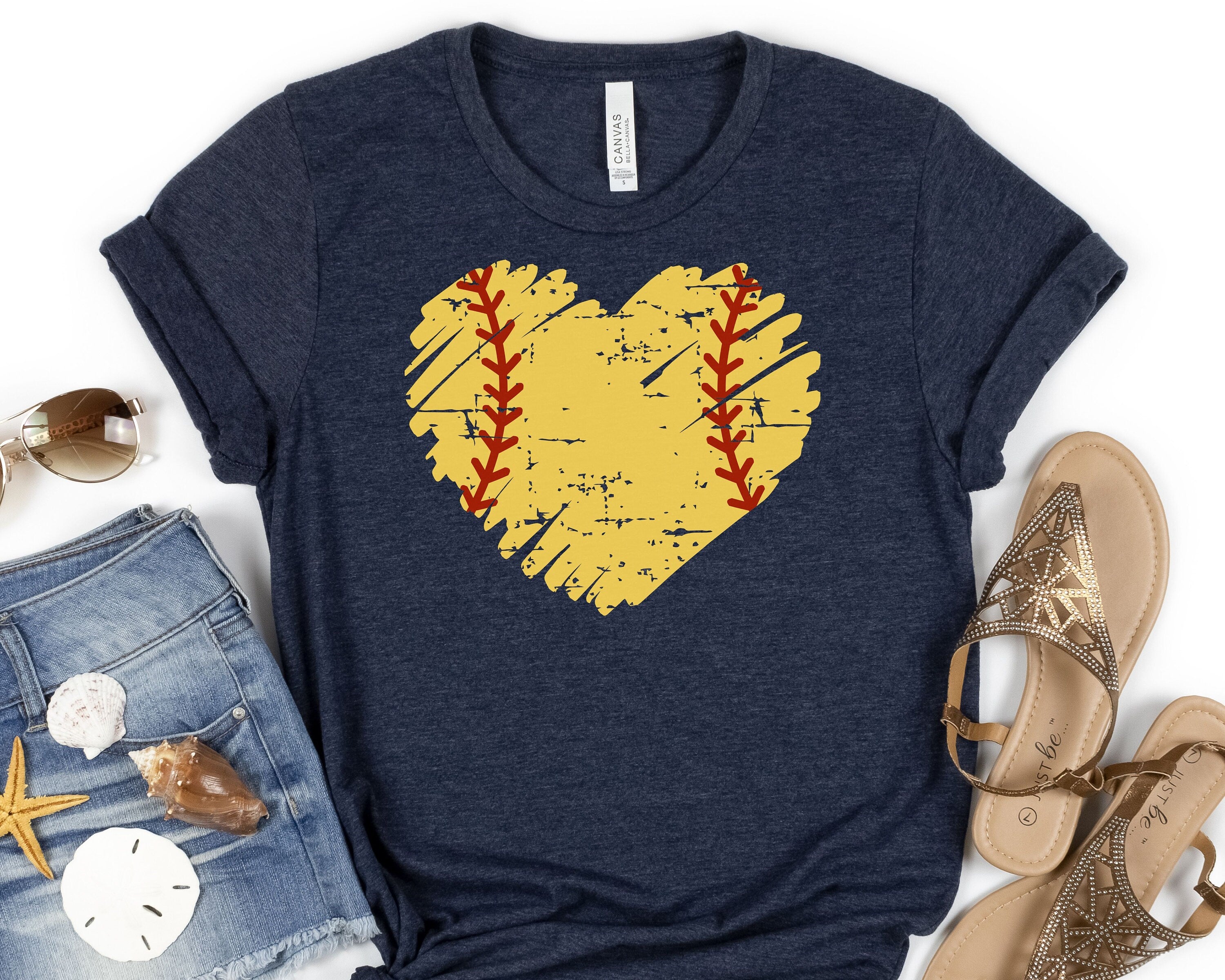 Personalized Softball Mom Shirt, Softball Fan Shirt, Cute Softball Heart Shirt, Custom Softball Team Shirt 2M