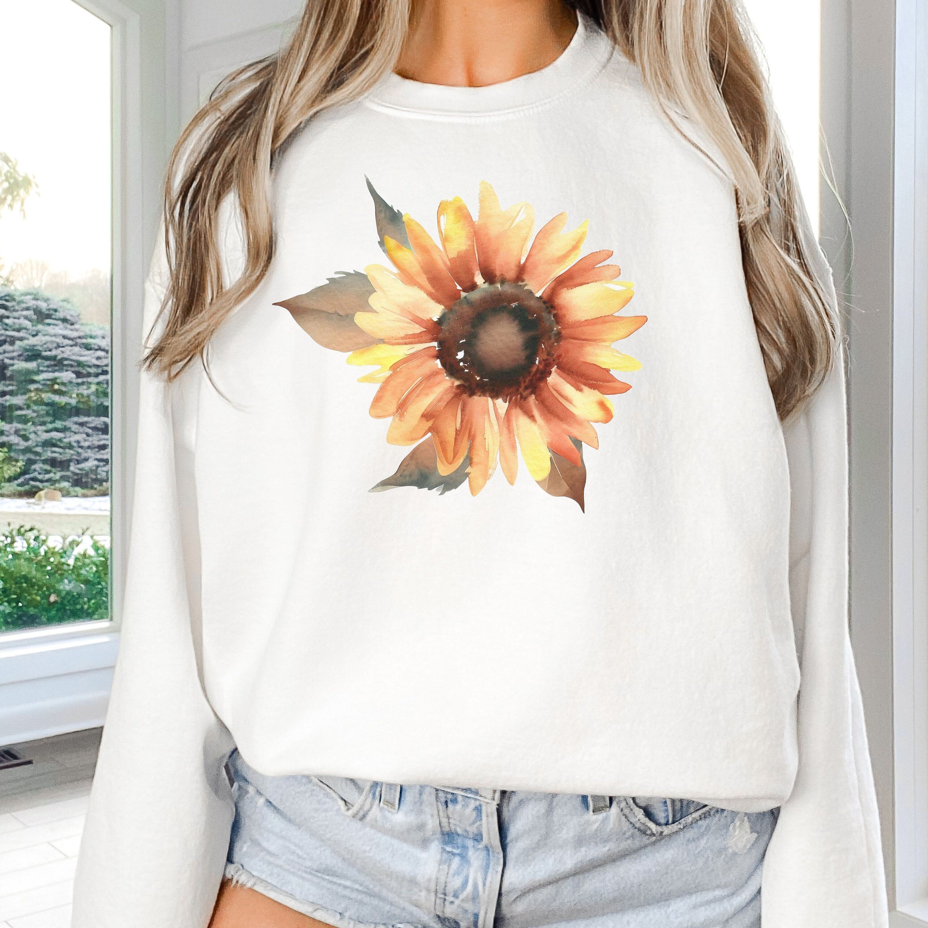 Fall Floral Sweatshirt, Watercolor Sunflower Shirt, Wildflower Fall Sweater, Thanksgiving Sweatshirt, Women's Fall Gift, Autumn Shirt