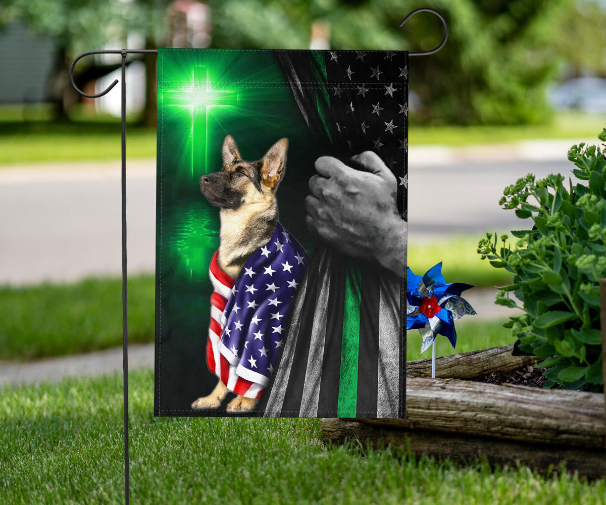 Thin Green Line Dog America Flag God Bless America Decor