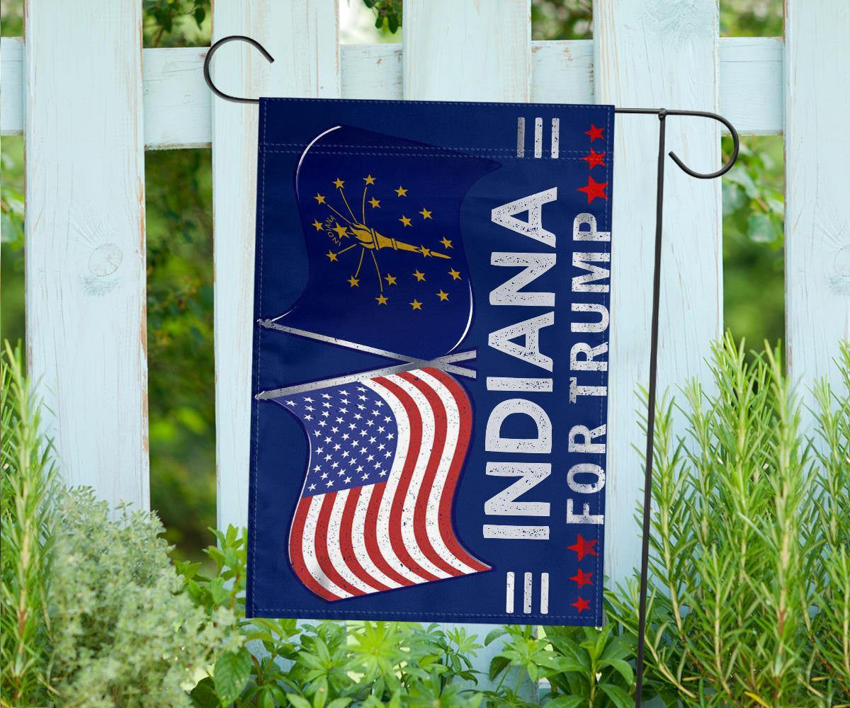 American And Indiana Flag Trump For President 2024