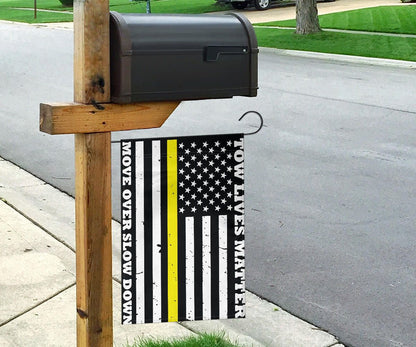 Thin Yellow Line Flag Tow Lives Matter Slow Down Move Over And U.S Flag Vertical Trucker Gift