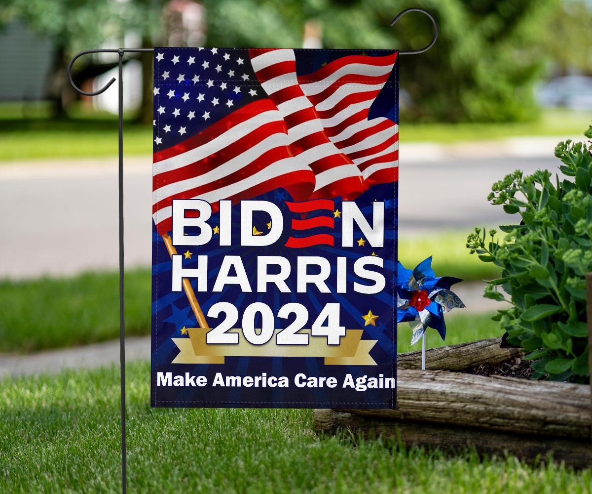 Biden Harris 2024 Make America Care Again Flag Joe Biden Campaign Slogan USA Flag