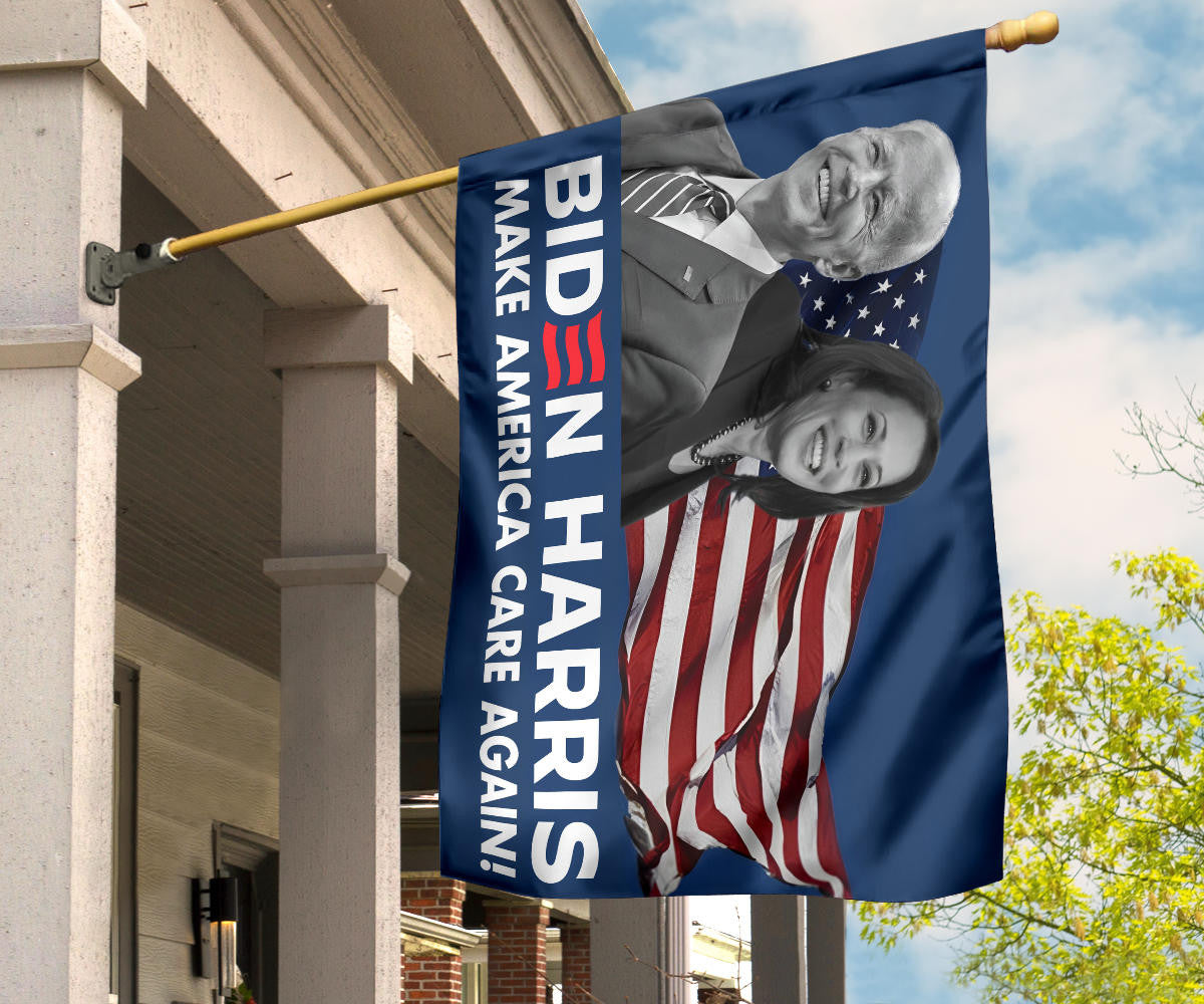 Biden Harris Flag Make America Care Again Support Harris Biden 2024 Merch