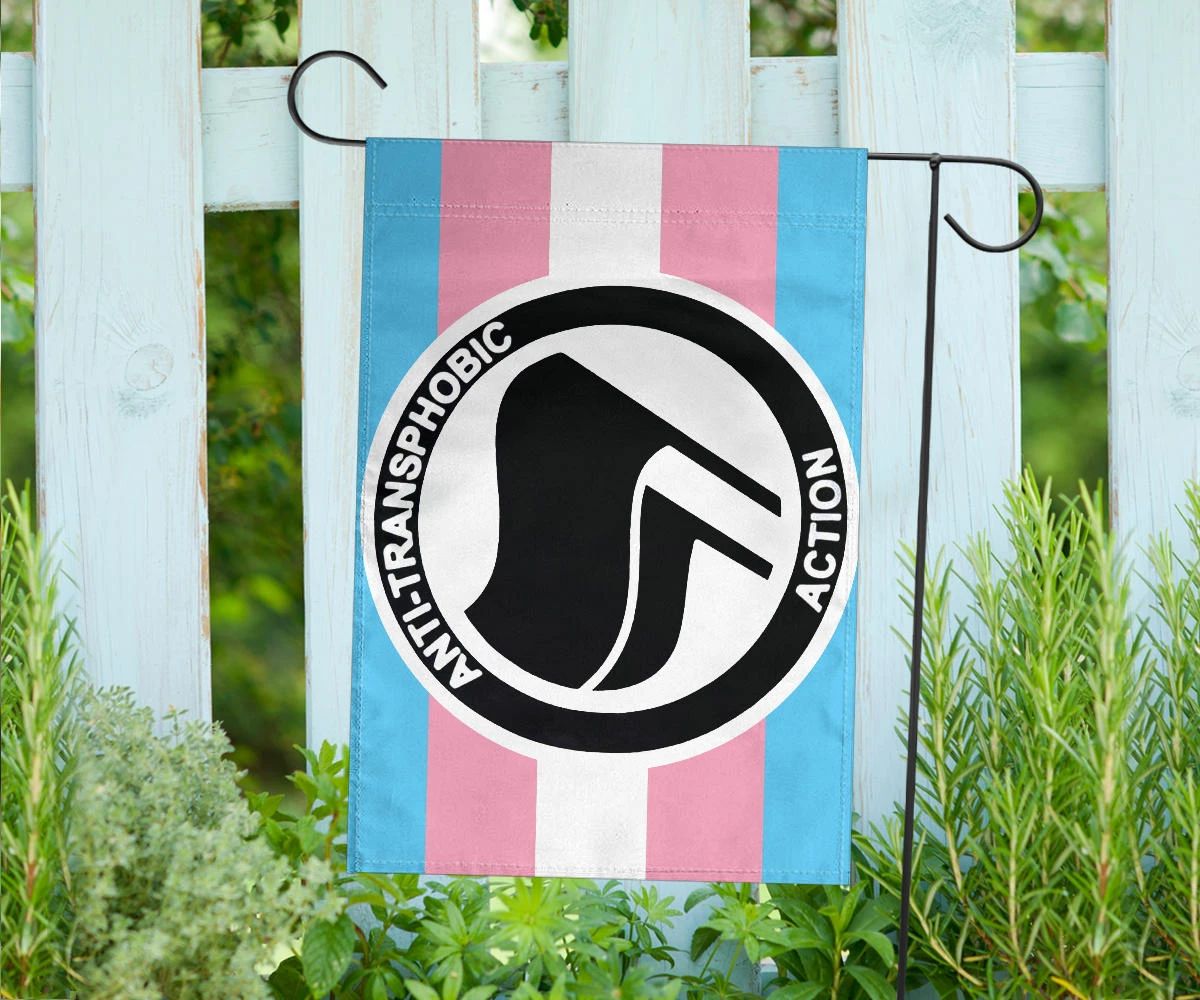 Anti Transphobic Action Flag Anti Homophobia Antifa Pride Transgender Trans Flag LGBT Merch