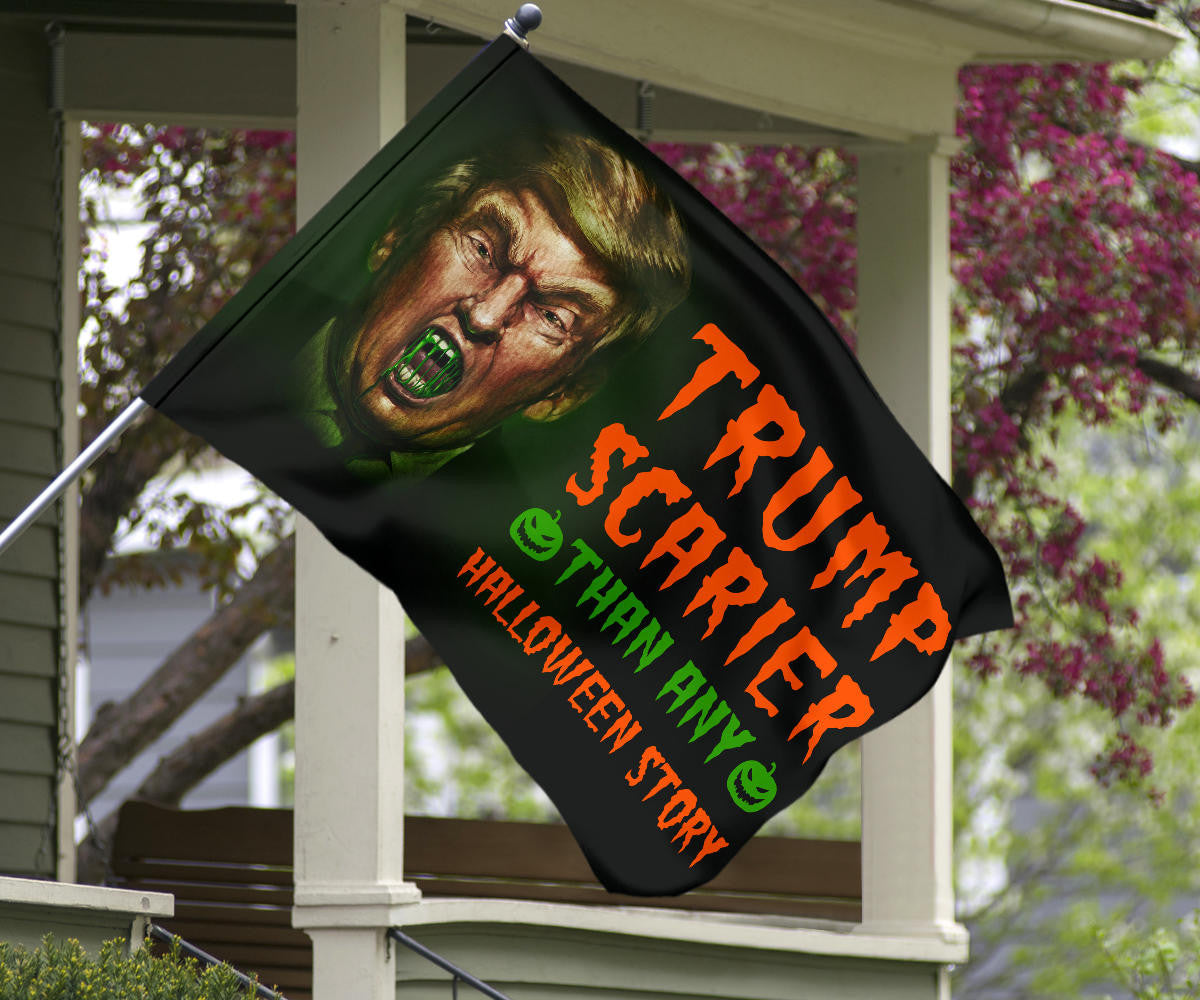 Trump Scarier Than Any Halloween Story Flag Anti Trump Political Halloween Lawn Decorations