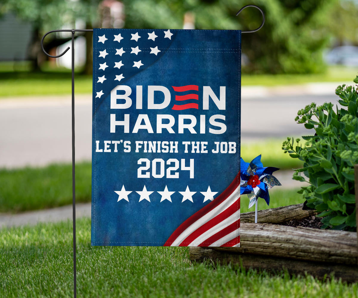 Biden Harris 2024 Flag Let's Finish The Job Joe Biden 2024 Presidential Campaign Slogan