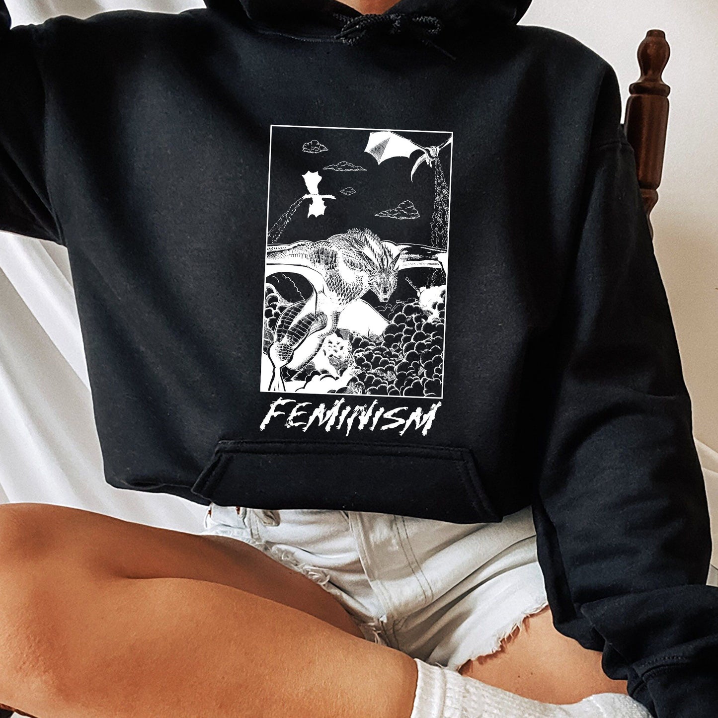 Feminism Dragon Fantasy Shirt, Trending Unisex Tee Shirt, Unique Shirt Gift, Women Empowerment Death Metal Sweatshirt,Feminism Dragon Hoodie