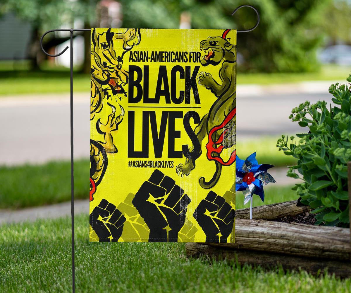 Asian-Americans For Black Lives Flag Yellow Peril Support Black Power Stop AAPI Hate Decor