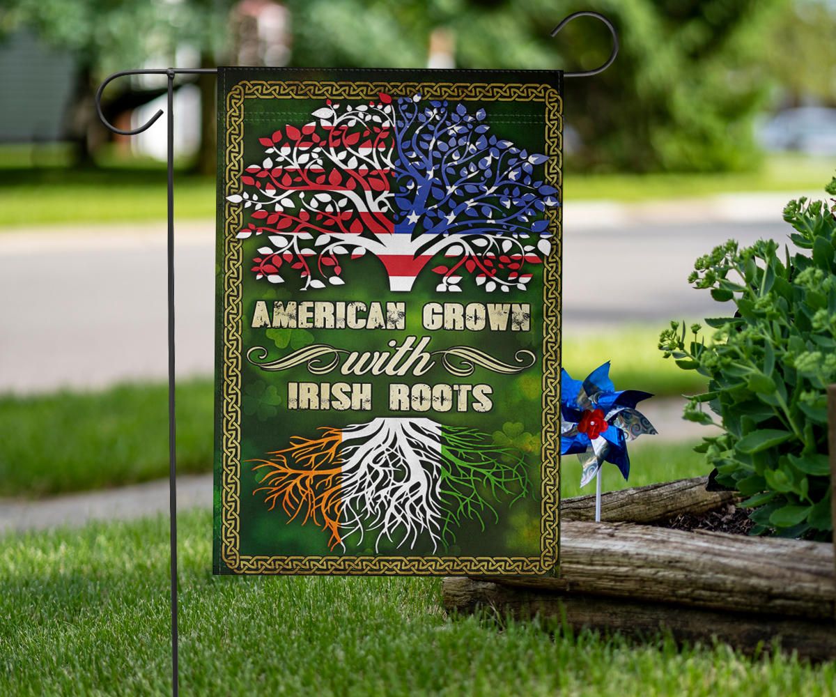 American Grown With Irish Roots Flag Shamrock Flag St Patrick's Day Flag