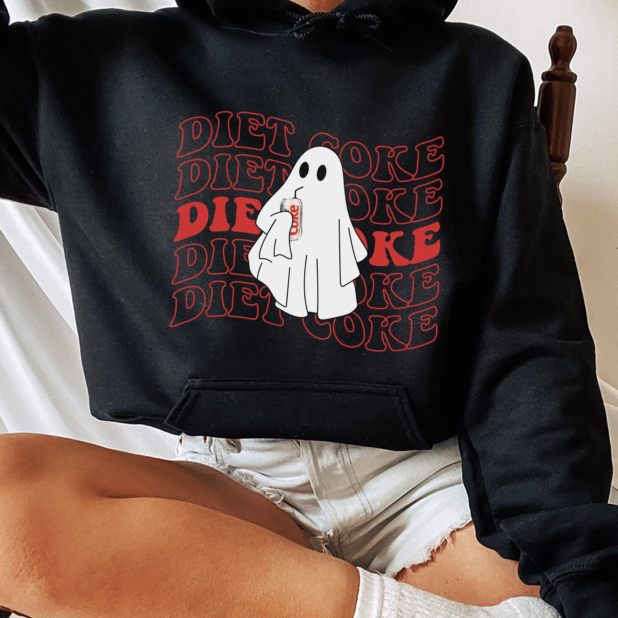 Diet Coke Ghost Sweatshirt, Diet Coke Gifts, Teacher Fuel, Mom Sweatshirt Hoodie, Ghost Holds Diet Coke Sweater, Gift for Diet Coke Lover