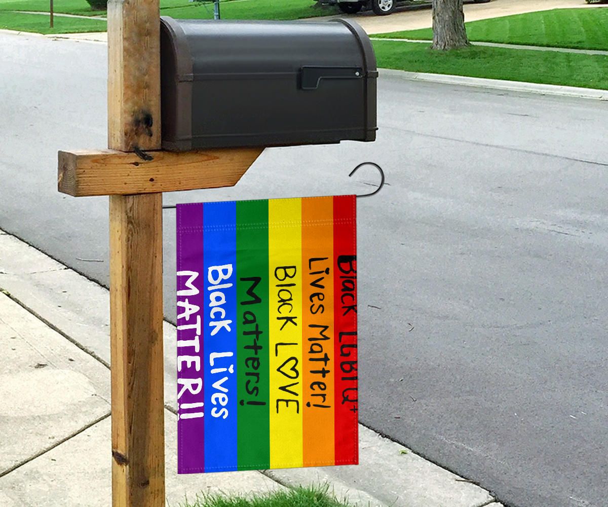 BLM And LGBT Flag Rainbow Flag Black Lives Matter Right Racism Flag Inside Outside Decor