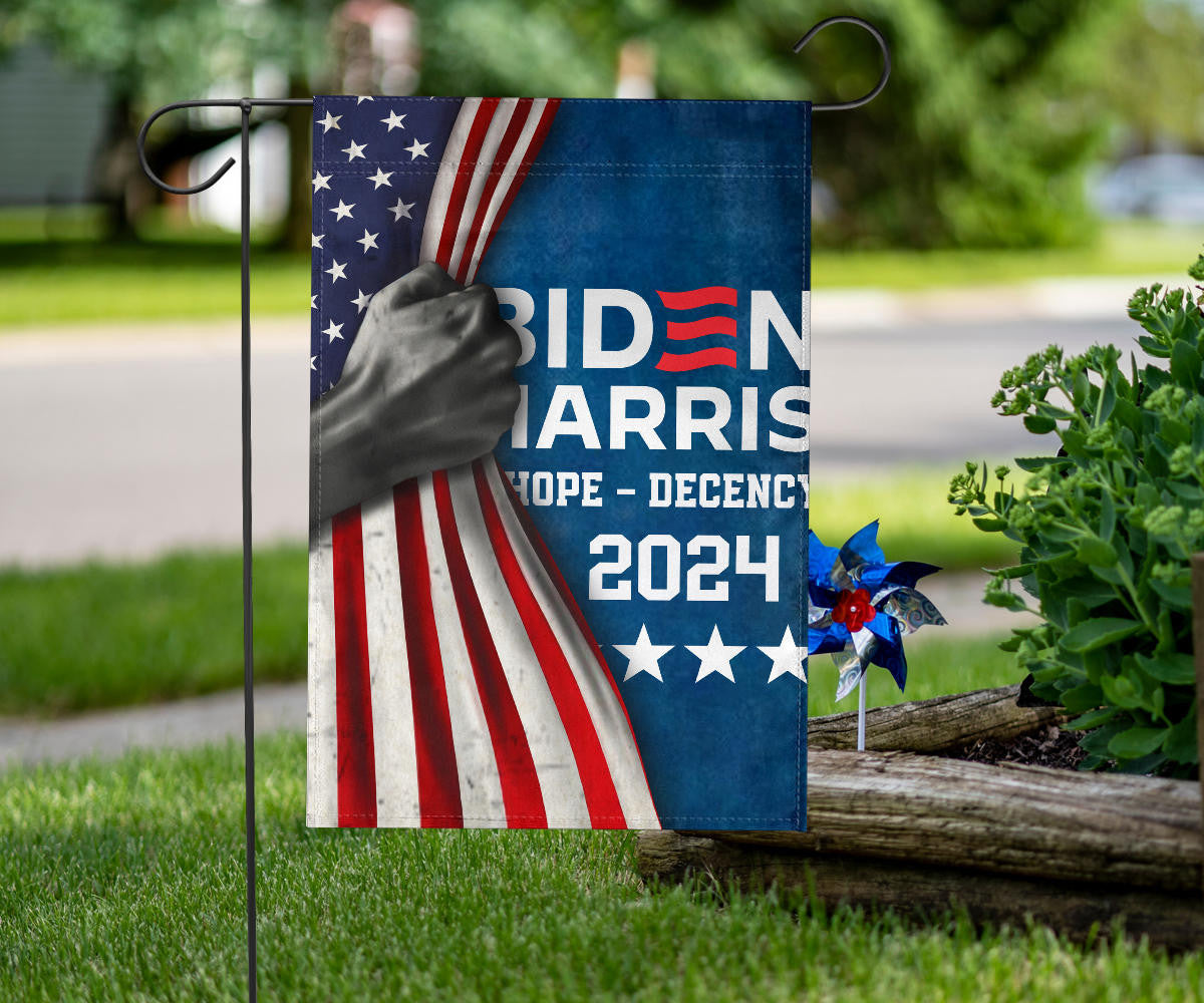 Biden Harris 2024 Hope Decency Flag And American Flag Support Biden Harris Merch