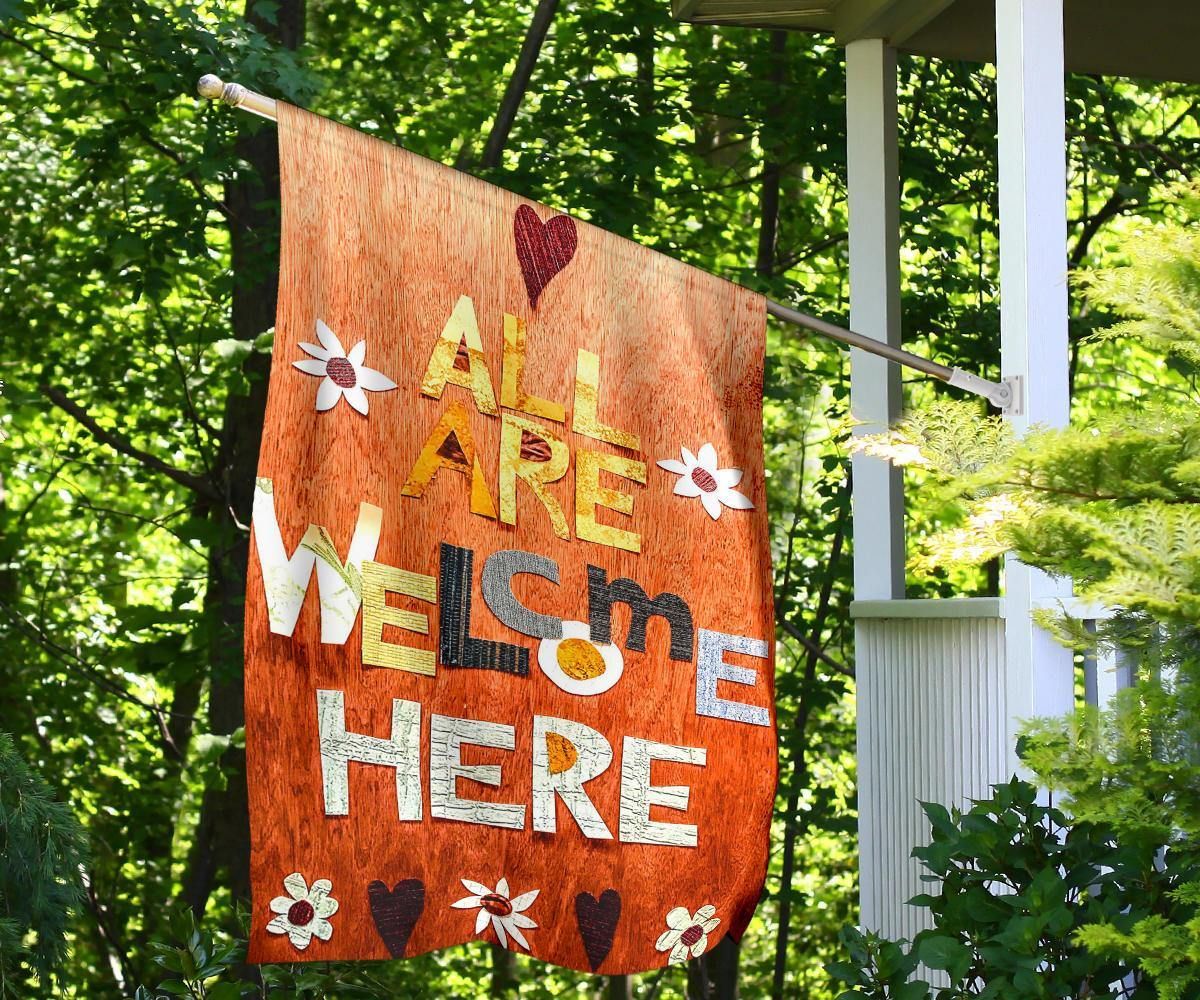 All Are Welcome Here Flag Flag Welcome Flag For Home Front Porch Decorative