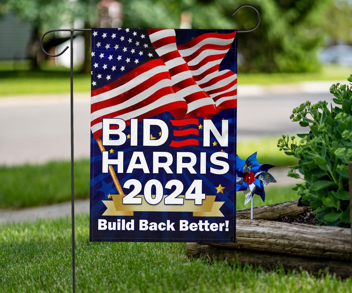 Biden Harris 2024 Build Back Better Flag Re-Elect Biden For President Slogan Merchandise