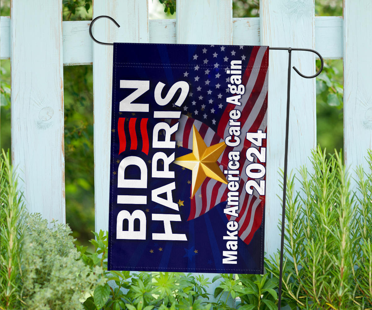 Biden Harris 2024 Flag Make America Care Again Biden Harris Campaign Merch For Sale