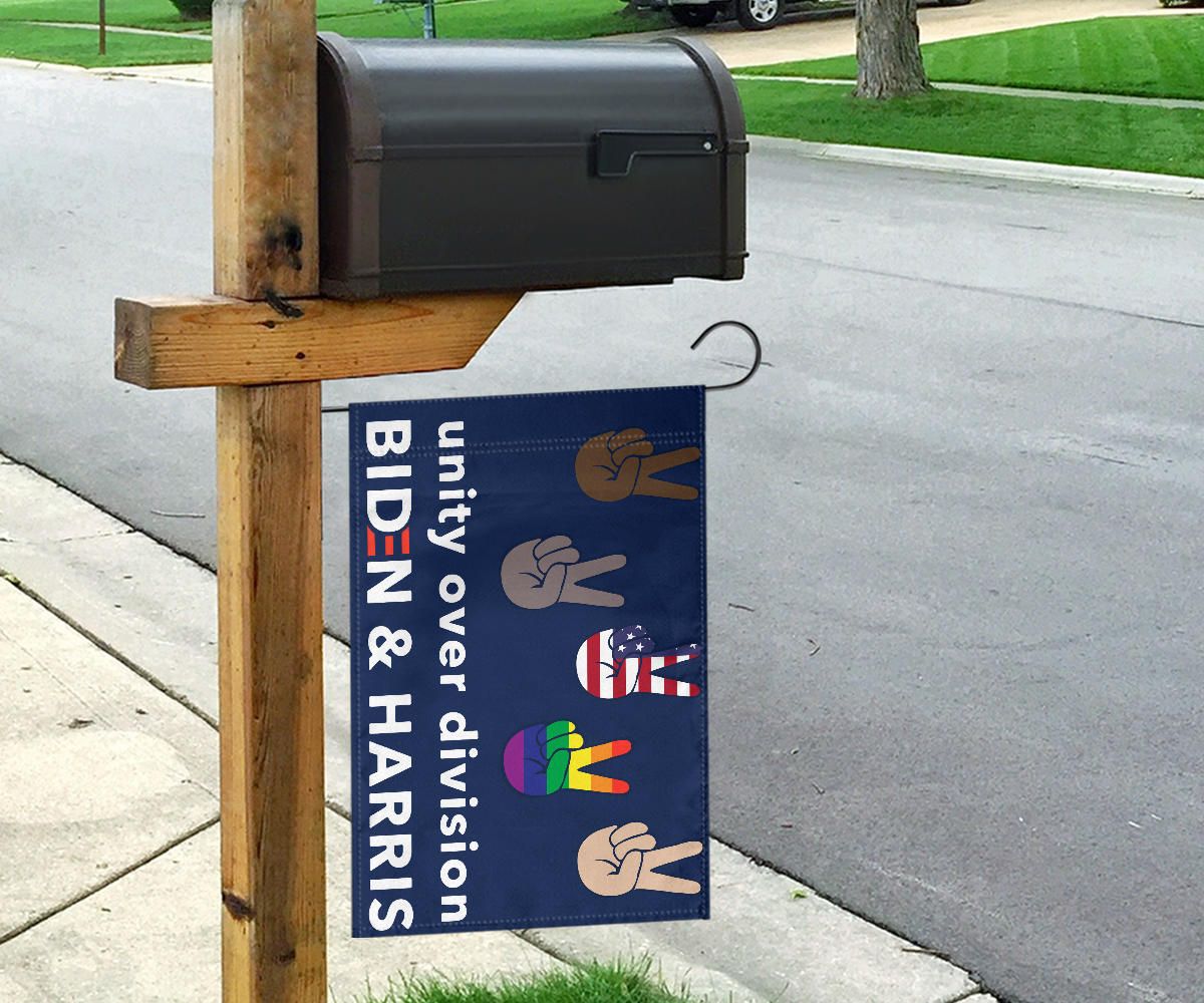 Unity Over Division Biden And Harris Flag Patriotic LGBT Voters Biden Political Lawn Flags