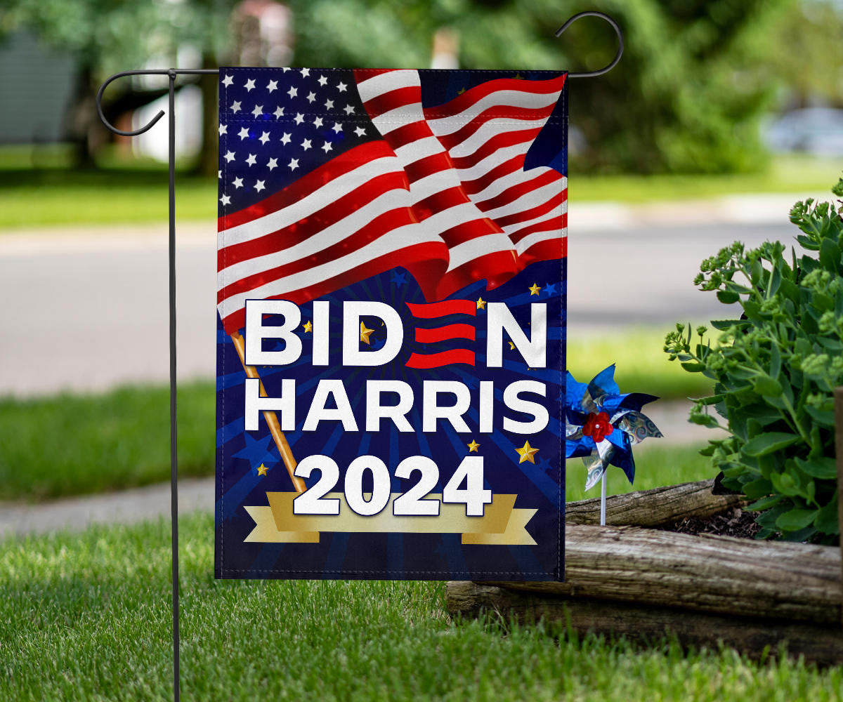 Biden Harris 2024 Flag Patriotic Re-Elect Biden Presidential Campaign 2024 Yard Flag