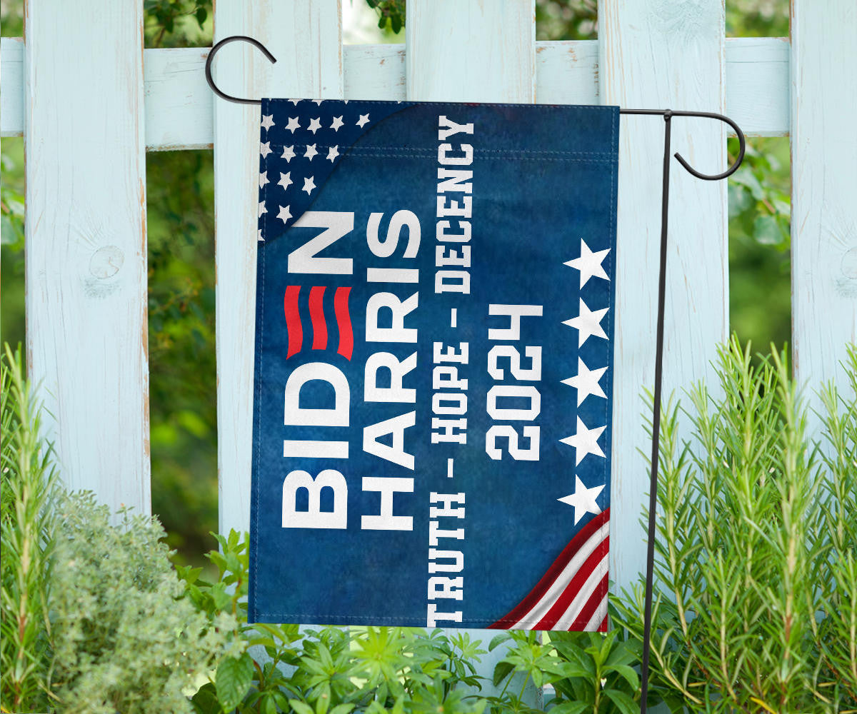 Biden Harris 2024 Truth Hope Decency Flag Joe Biden Presidential Election Yard Flag Decor