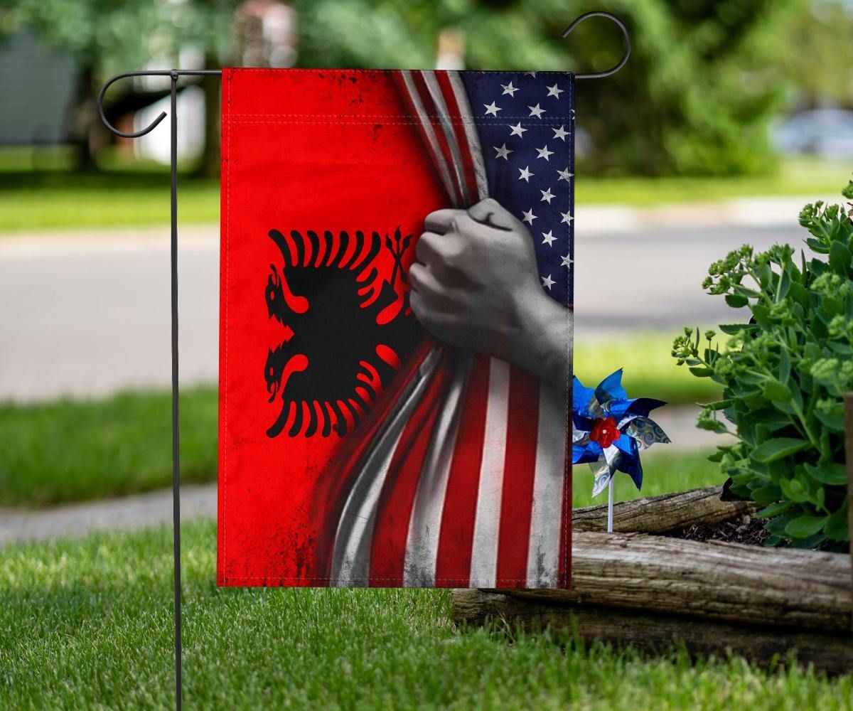 Albanian Flag And American Flag Vintage Old Retro Patriotic Independence Flag Day Of Albanian