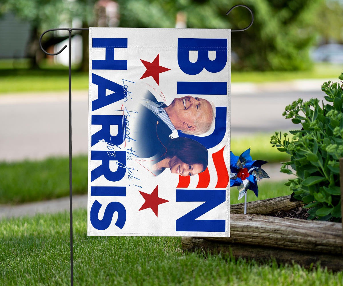 Biden Harris 2024 Flag Let's Finish The Job Joe Biden Campaign Merch 2024 Presidential Election