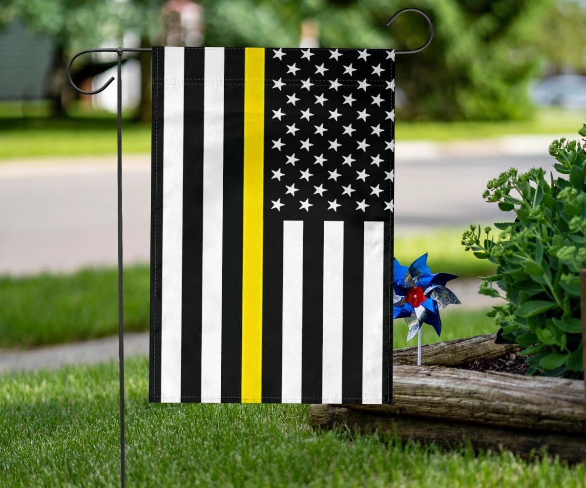 Thin Yellow Line Flag Gold Honor Dispatcher Tow Truck Driver Security Guard Loss Prevention