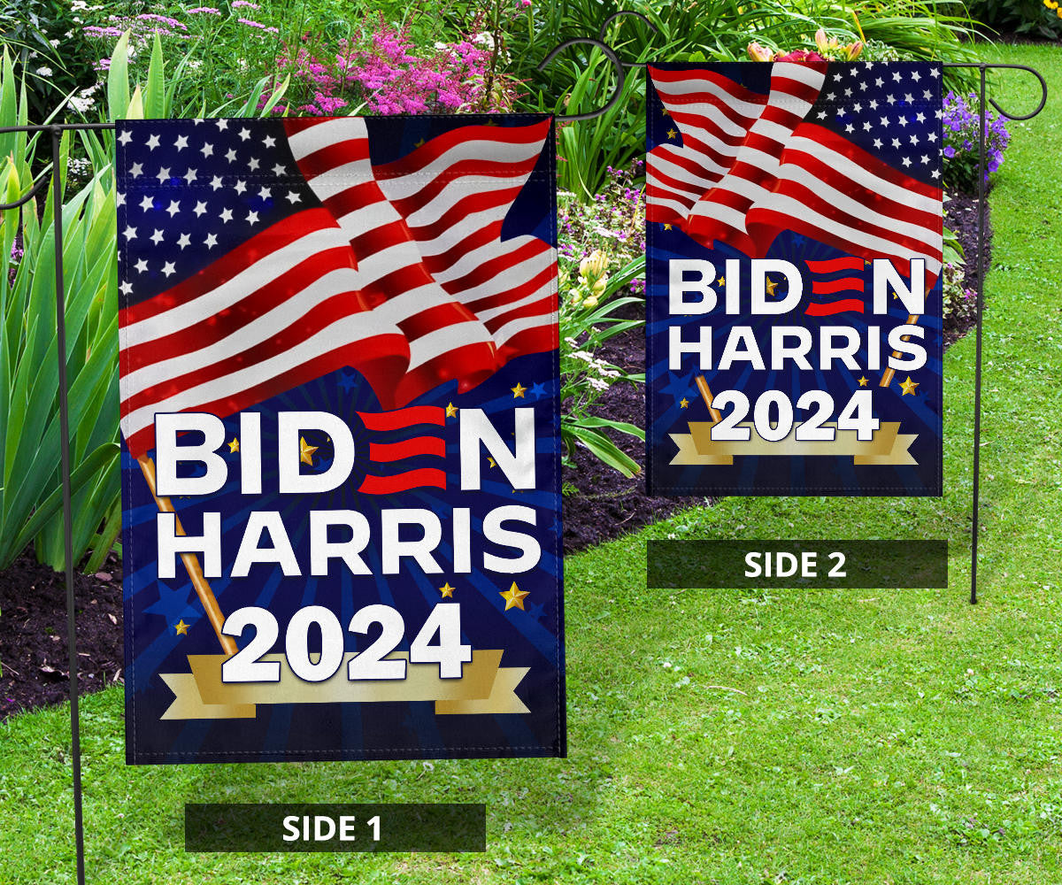 Biden Harris 2024 Flag Patriotic Re-Elect Biden Presidential Campaign 2024 Yard Flag