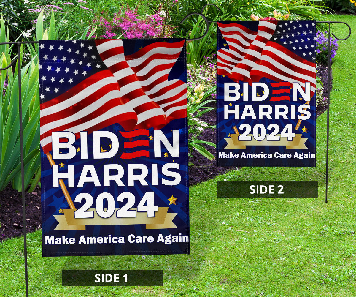 Biden Harris 2024 Make America Care Again Flag Joe Biden Campaign Slogan USA Flag