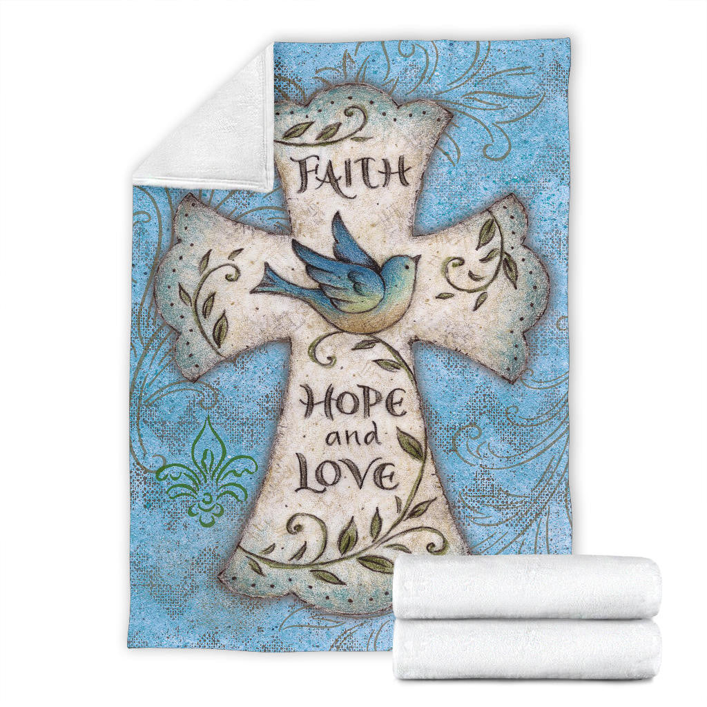 Faith Hope And Love Cross Fleece Religious Christian Mother's Day Gift For Women