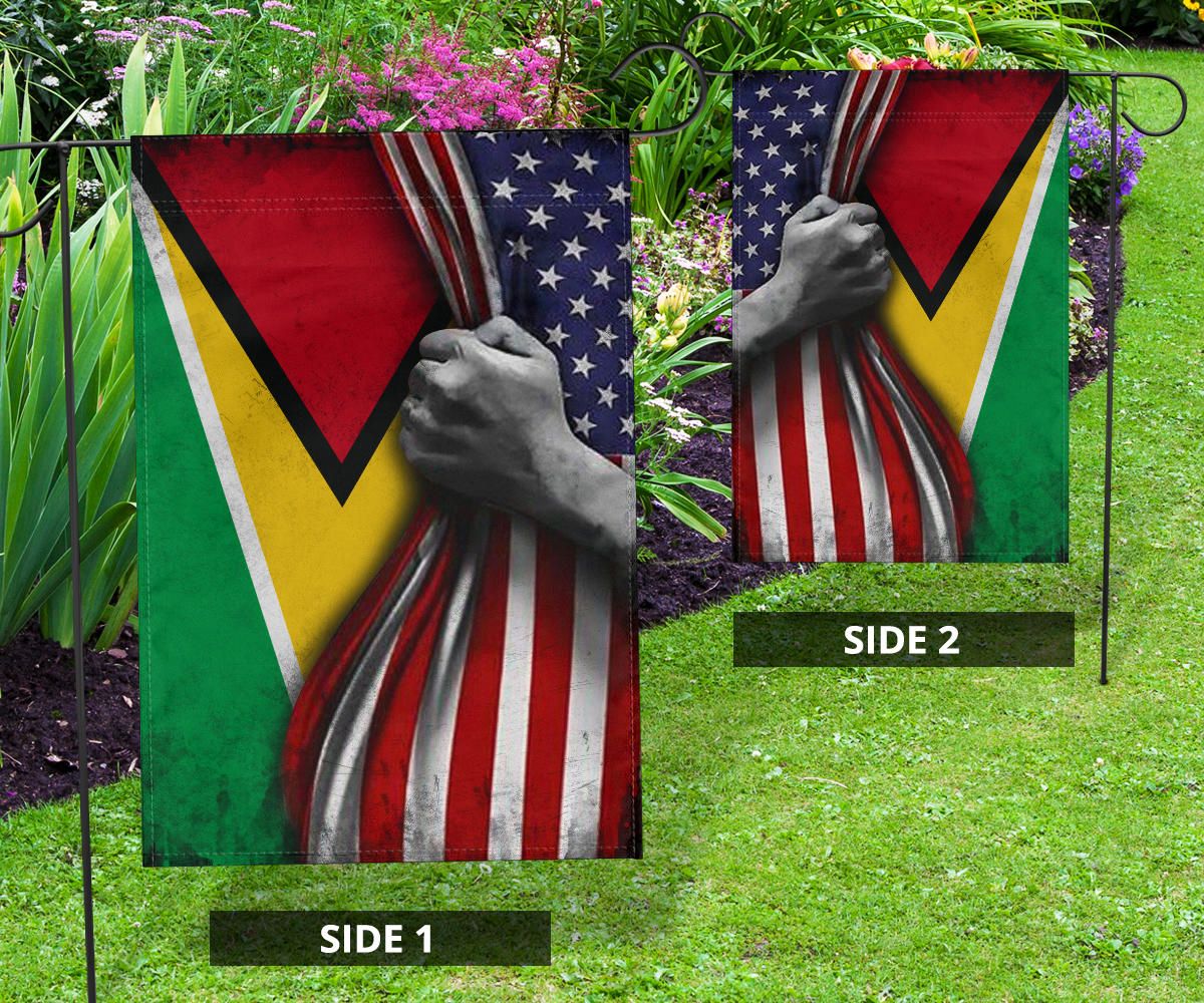 American Flag And Guyana National Country Flag