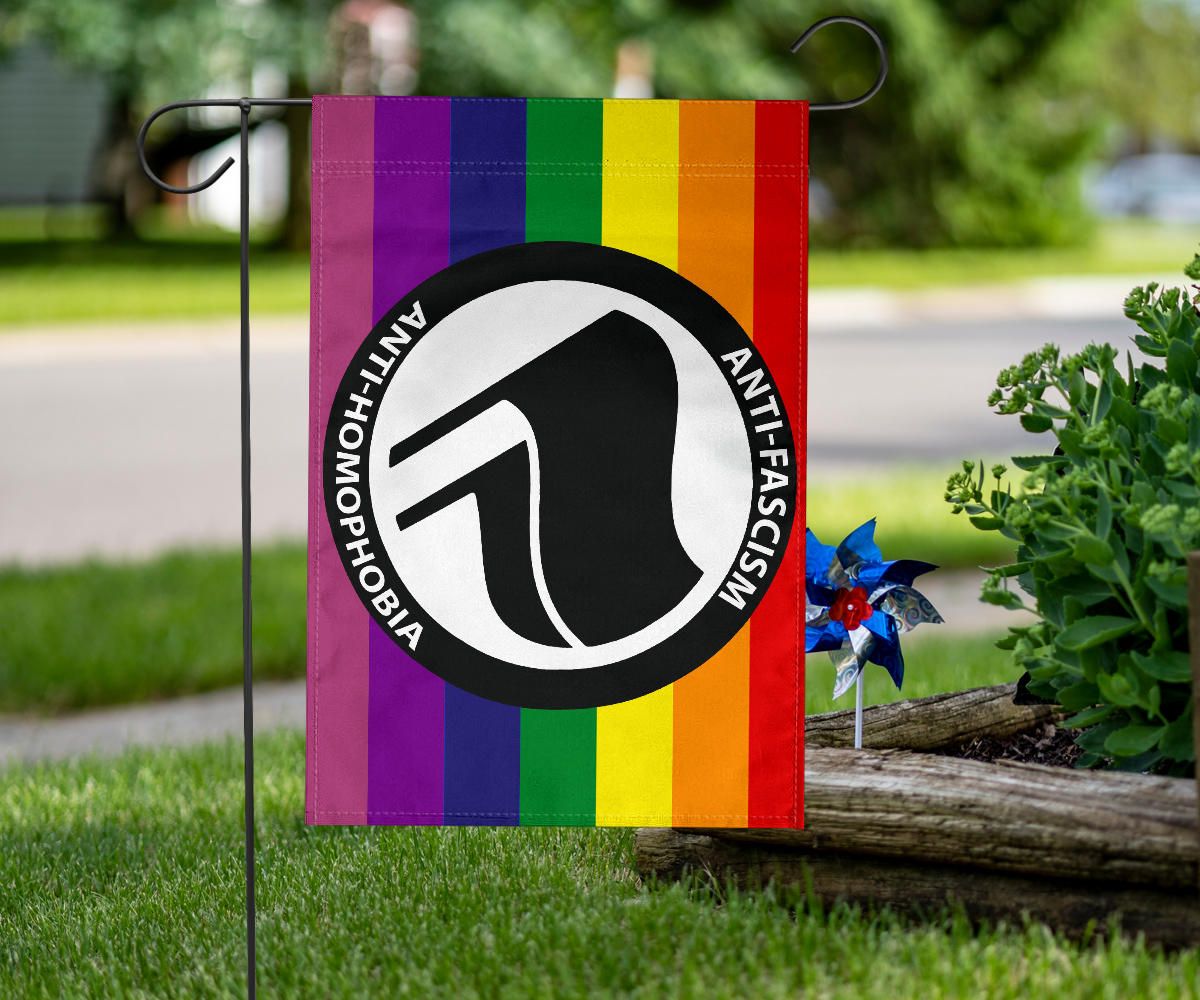 Antifa Anti Homophobia Flag LGBT Pride Anti Fascism Racism Anti Homophobe LGBTQ Supporter