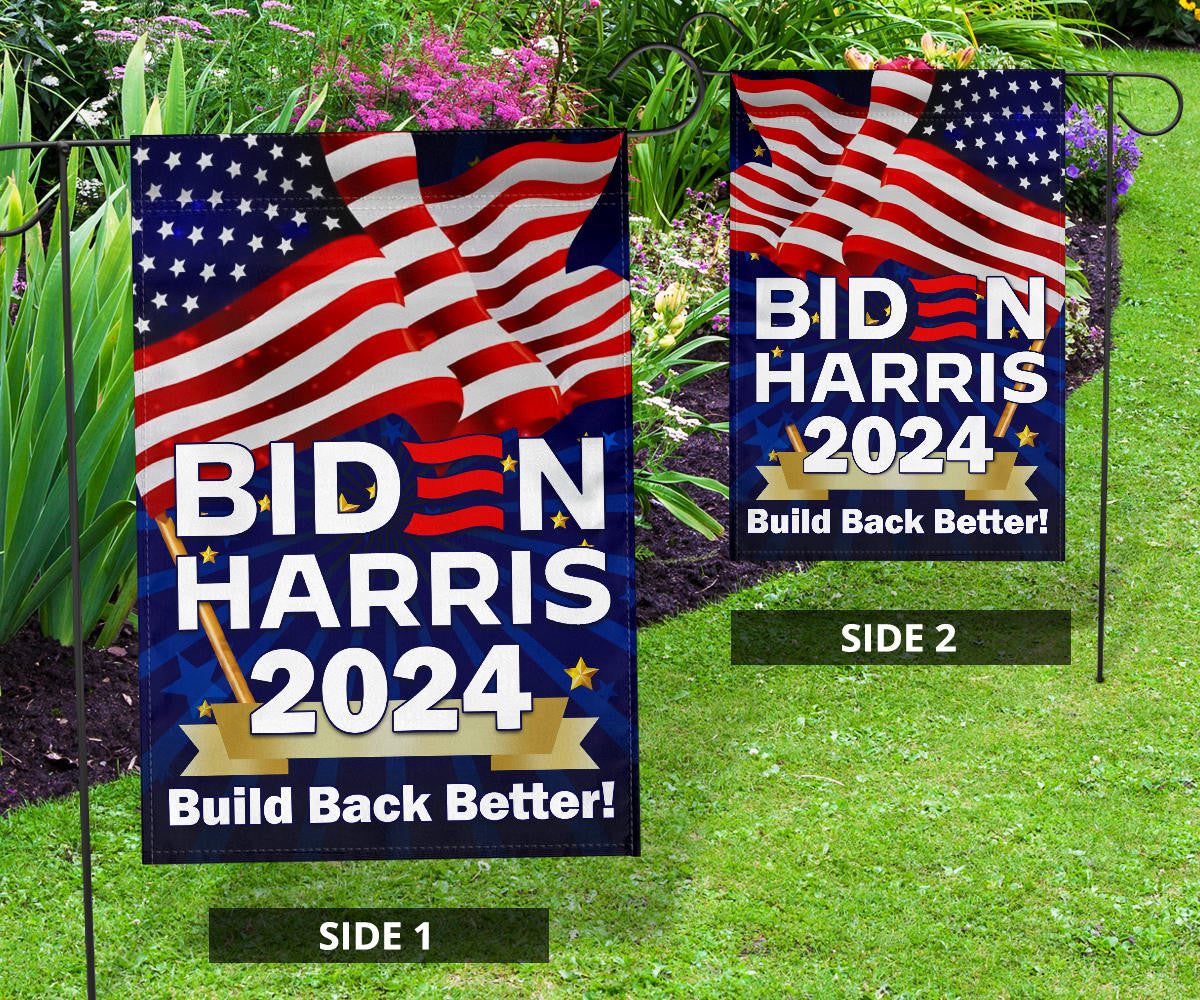 Biden Harris 2024 Build Back Better Flag Re-Elect Biden For President Slogan Merchandise