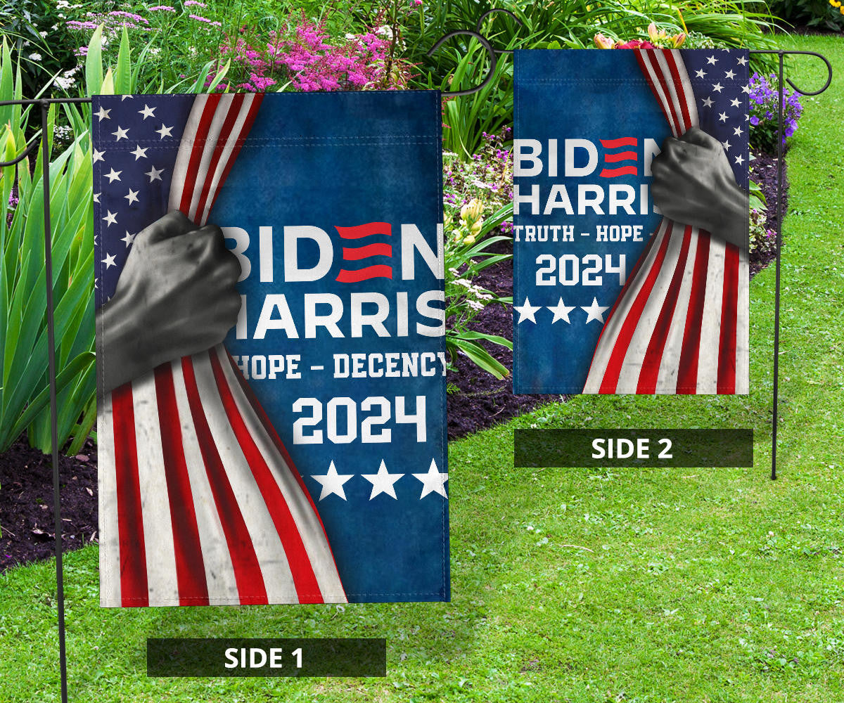 Biden Harris 2024 Hope Decency Flag And American Flag Support Biden Harris Merch