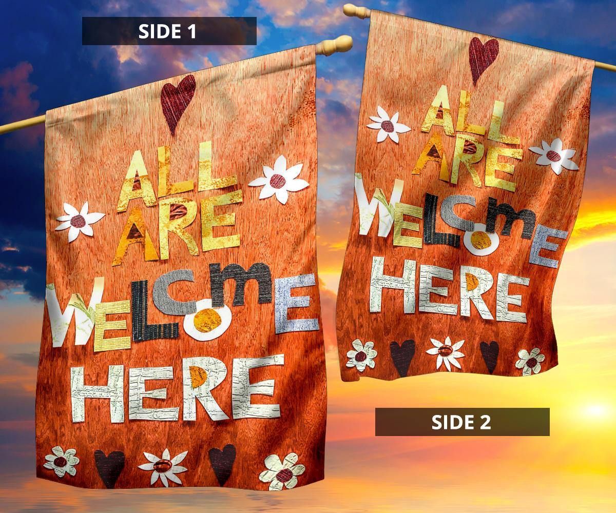 All Are Welcome Here Flag Flag Welcome Flag For Home Front Porch Decorative