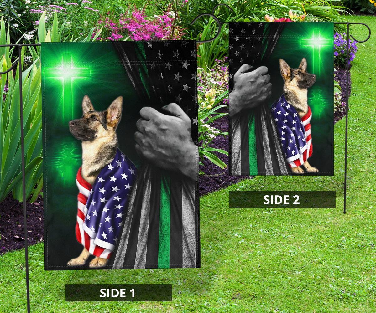 Thin Green Line Dog America Flag God Bless America Decor