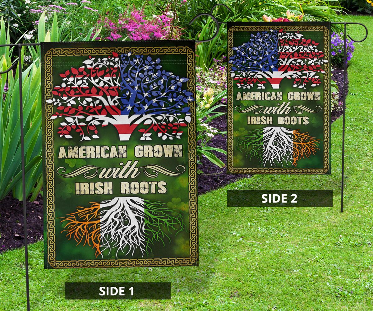 American Grown With Irish Roots Flag Shamrock Flag St Patrick's Day Flag